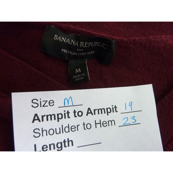 Banana Republic Cashmere Blend Maroon Red V Neck Sweater M - Picture 5 of 6